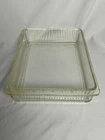 Antique 1940’s Clear Ribbed Federal Glass Refrigerator Meats Drawer. 13” X 9”.