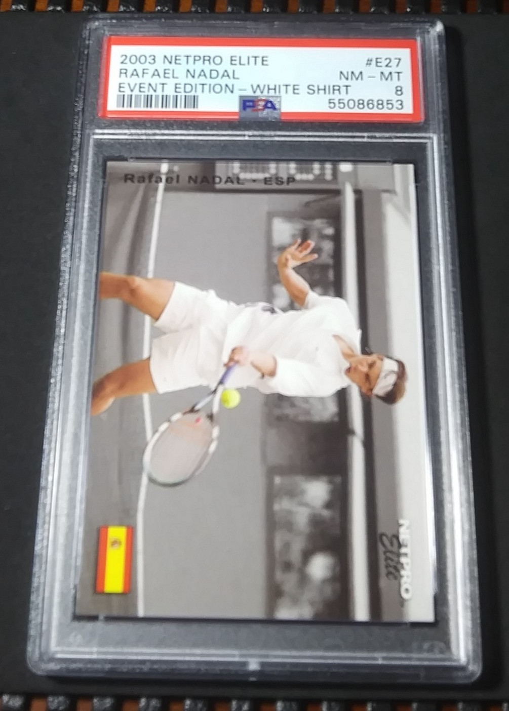 2003 NetPro Elite Event Edition White Shirt Rookie #E27 Rafael Nadal RC SP PSA 8 view 12