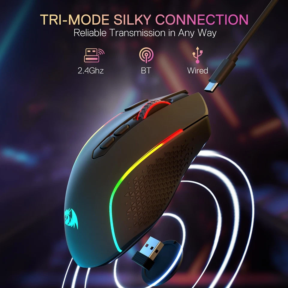 M810 MAX 3-Mode Wireless Gaming Mouse, 12000 DPI Wired/Wireless RGB Mouse w/R... - Image 3 of 4