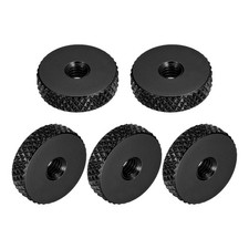 10Pcs Flat Knurled Thumb Nuts, M4x14x4xmm Pass Hole Nut, Aluminum Alloy, Black