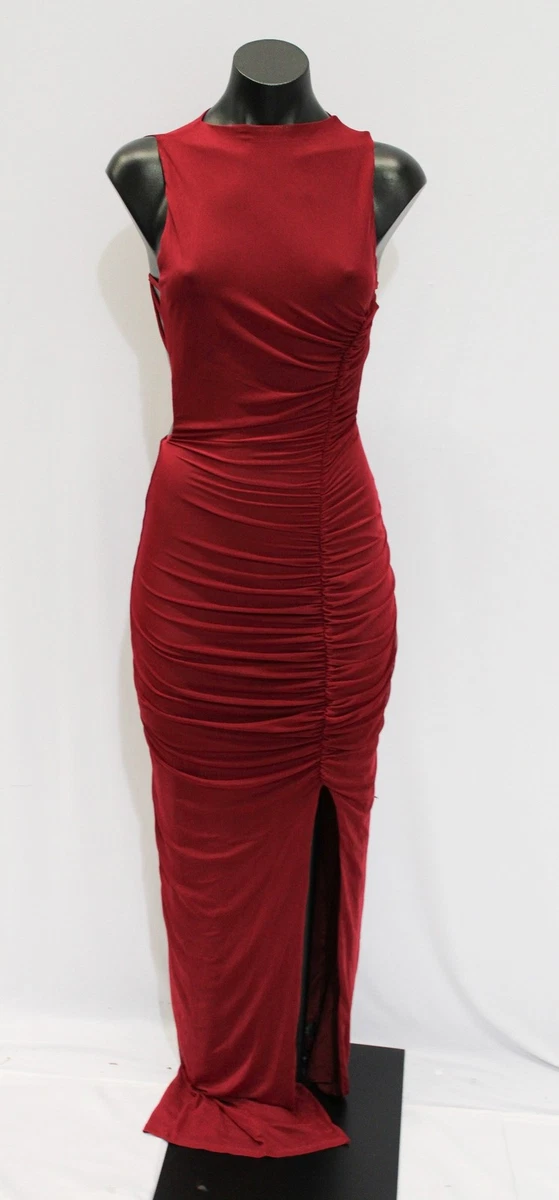 asos dark red dress ASOS Design knitted midi dress with off shoulder in dark red