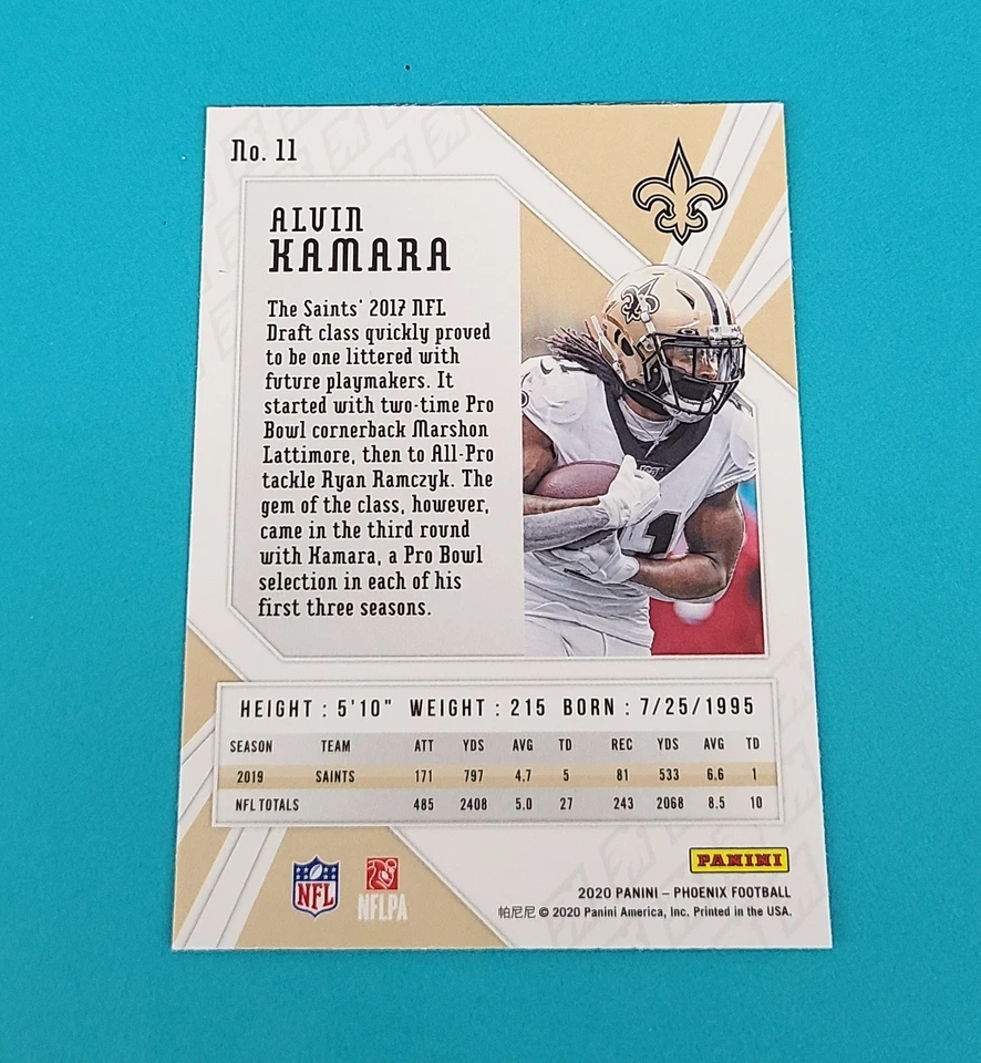 2020 Phoenix Fire Burst  #11 Alvin Kamara  New Orleans Saints Football Card C2 - Image 2 of 2