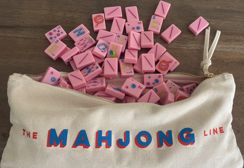 The Mahjong Line Petal  Pink Cheeky American Mahjong Tile Set with Canvas Bag