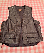 STURGIS Vintage Harley Black Leather Vest Large Men Made In USA STURGIS 50TH