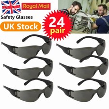 24 Pair Safety Glasses Tinted Hammer Smoke Lens Bulk Work Eye Protect Goggle