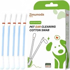 2-in-1 Pet Ear Cleaning Cotton Swabs for Dogs Cats 50 Pcs Essential Oil Infused