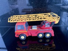 Joustra Feuerwehr Leiterwagen um 1970 Friktionsmotor Blechspielzeug 