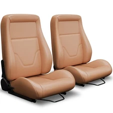 2 Pcs Universal OBS Style Seats w Dual Slider Low Back Bucket Seats for Honda