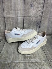 Autry Medalist Low Sneakers White Pink Beige UK 4 Leather Suede Trainers 4uk  37