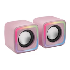 MarsGaming MSCUBEP Pink, Compact RGB Gaming Speakers, 8W DSP Sound Processor, Vo