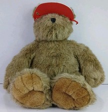 Vintage Build A Bear Classic Brown Teddy Plush With American Flag Visor 17"