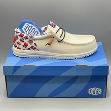 Hey Dude Men's 13 Shoes Wally True Texas Ivory Limited Edition Canvas