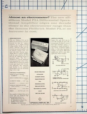 Vintage Philbrick P2A SP2A Operational Amplifier Magazine Ad Electronics