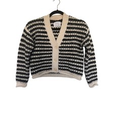 Zara Girls Chunky Striped Wool Alpaca Blend Cardigan, 9-10