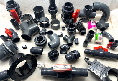 PVC Fitting Rohr T-Stück Muffe Bogen Kugelhahn Zugschieber Winkel 16 bis 110mm