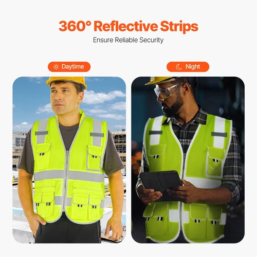Safety Vest Reflective Yellow Work Vest with 10 Pockets for Men and Women - product listing photo