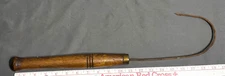Vtg Antique primitive wood steel 20" FISHING GAFF HOOK Very sharp