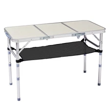 3ft Portable Pinic Table with 3 Adjustable Height Outdoor Folding Camping Table