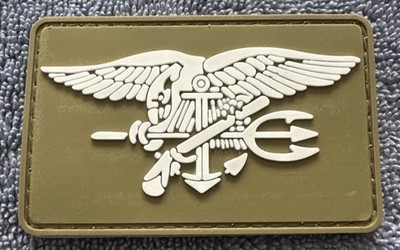 NAVY SEAL TRIDENT 2x3 PVC Morale Patch Hook Backing Brand New