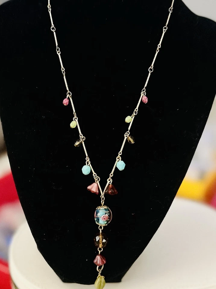 Colgante Gota Cookie Lee Firmado Delicado Boho Cadena Cuentas Facetadas Cuentas Foto 3 de 4