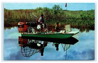 Vintage Airboat on Tamiami Trail Florida Everglades Litho Postcard