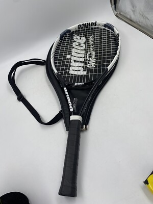 Prince Air Optima Black and White Tennis Racquet 4 1/4 Grip Size Small Dent READ