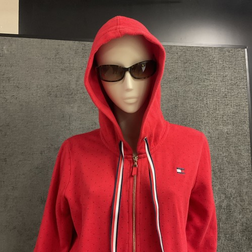 Tommy Hilfiger Red/White/Blue Zip Up Jacket Hoodie Women’s Size Large Sweatshirt - Picture 2 of 15