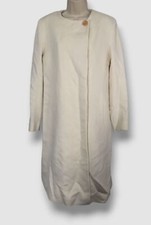 $1896 Fleurette Women's Ivory Long Cashmere-wool Coat Jacket Size 8