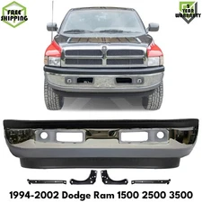 Front Bumper Chrome & Bumper Brackets Kit For 1994-2002 Dodge Ram 1500 2500 3500