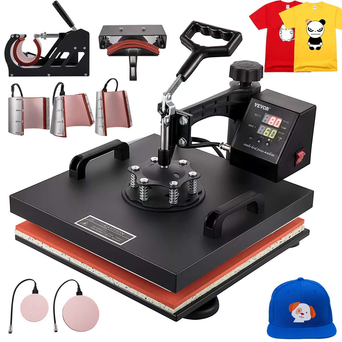 8 in 1 Heat Press Machine For T-Shirts 15x15 Combo Kit Sublimation Swing  away