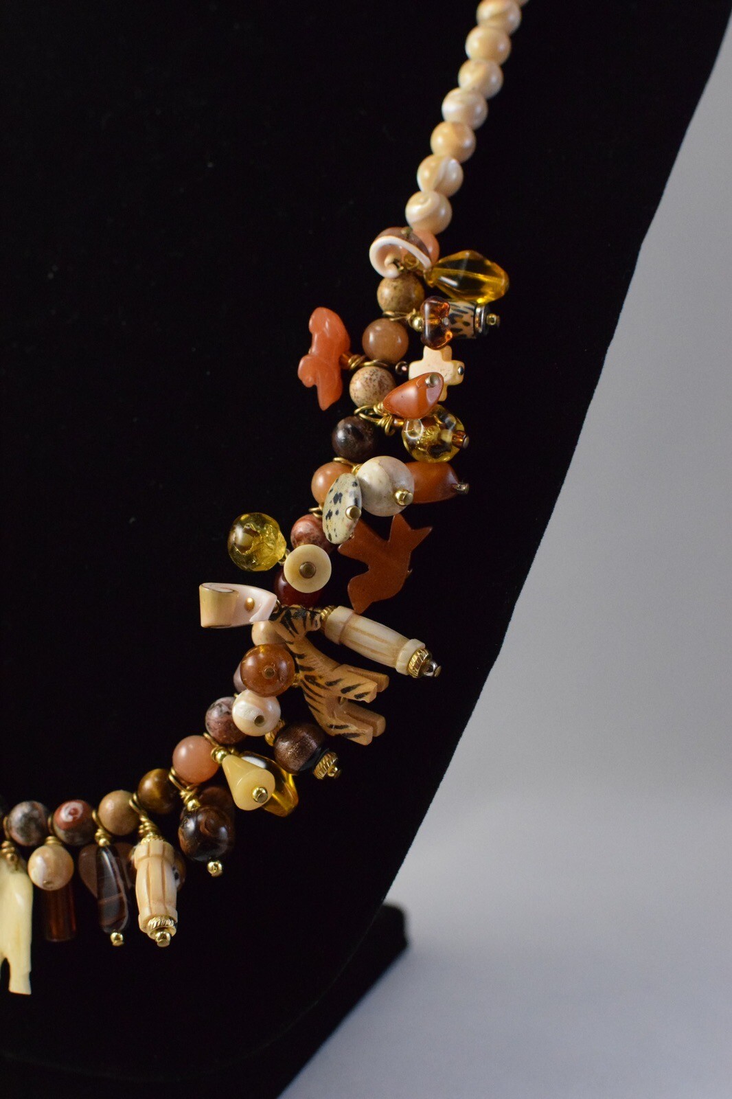 Unique Beaded Safari Theme Statement Necklace - J… - image 4