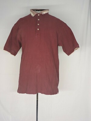 Greg norman collection short sleeve 4 button polo pleated strips size Large mens