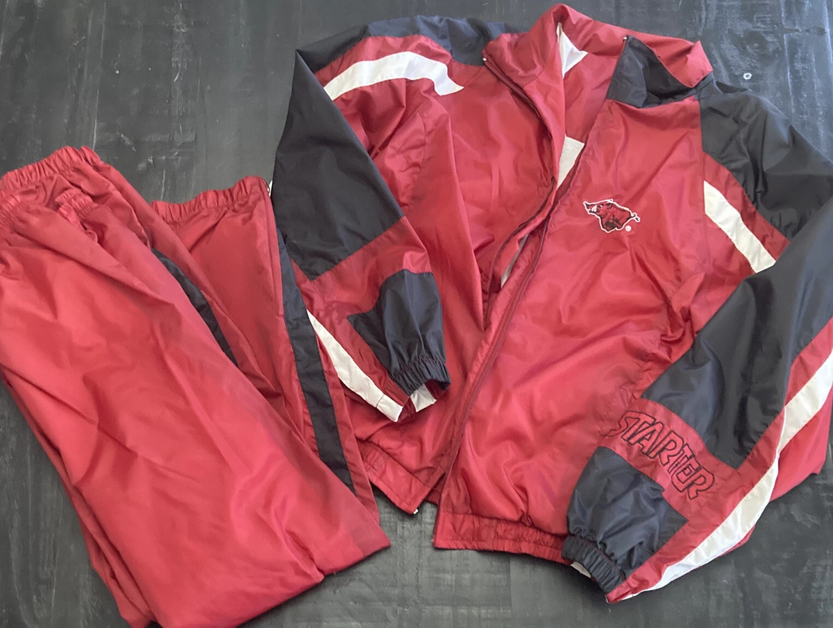 Vintage STARTER Arkansas RAZORBACKS Warm Up Track Suit Pants Jacket Youth Large