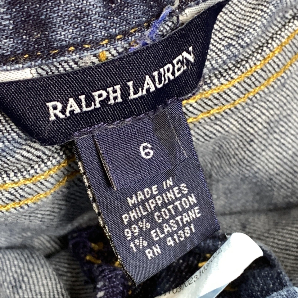 Ralph Lauren Niñas 6 Azul Denim Jean Falda I Cintura Ajustable I Dobladillo Deshilachado Boho Foto 4 de 4
