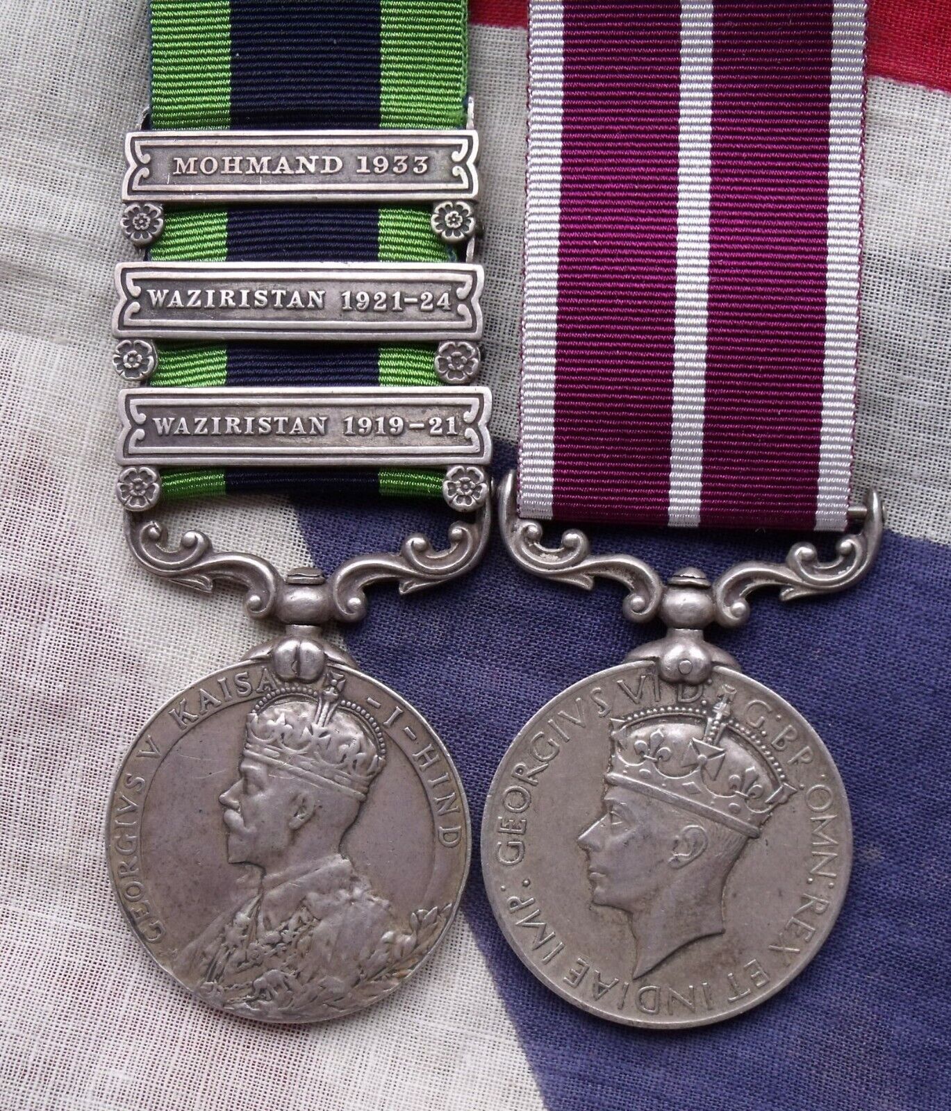 Three bar India General Service Medal & India Meritorious service medal Native