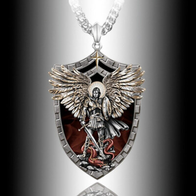 Tolle  multicolore Saint Michael Erzengel Halskette