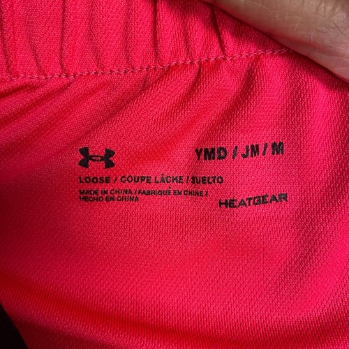 Under Armour Girls Pink Elastic Waist Pull On Heat Gear Loose Athletic Shorts M - Picture 3 of 4