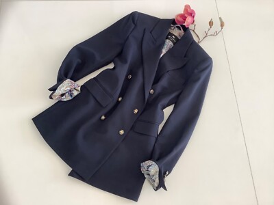 2000  ETRO Long-Blazer ITALY Mantel leicht&edel marine-schwarz S 36/38 NEU