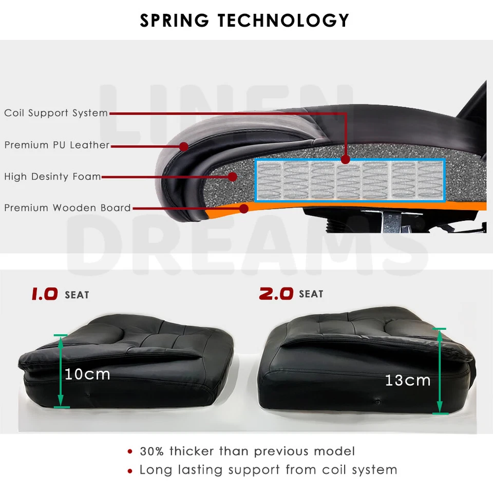 Executive Massage Office Chair Premium PU Leather Recliner Computer Gaming Seat - image 2 of 4