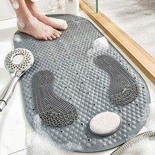 32"X16" Foot Scrubber Shower Mat with Feet Scrub Stone Oval Bathtub Mat with ...