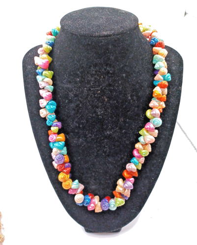 Vintage Trochus Sea Shells Multi Colored 18" Necklace Iridescent Colors 1960's