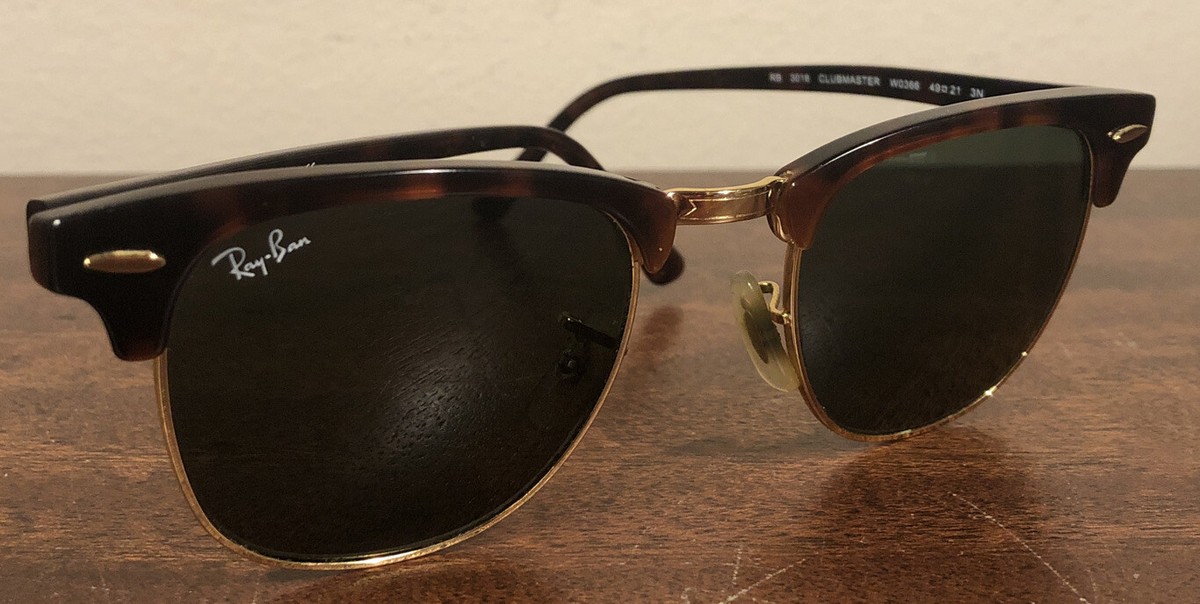 49[]21mm RAY-BAN ITALY RB3016 W0366 3N TORT/GOLD G15 UV CLUBMASTER