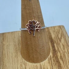 Tree Of Life Two-Tone Sterling Silver Ring Size 6,7,8
