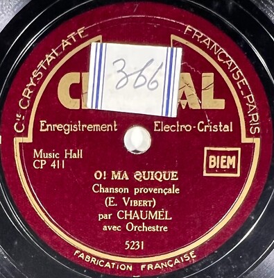 Chaumel: Les girls de Marseille / O! maquique SCHEIBE 78 Umdrehungen CRISTAL 5231