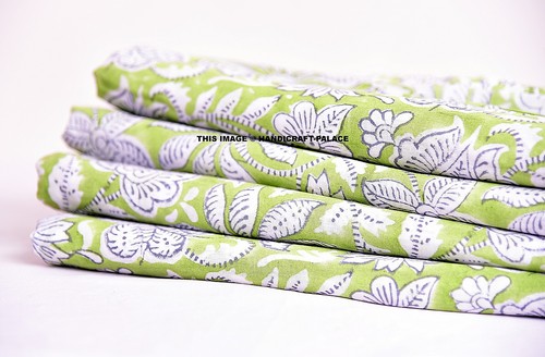 10 Yard Indian Printed Fabric Natural Dyed Block Print Cotton Floral Fabric - Picture 3 of 3