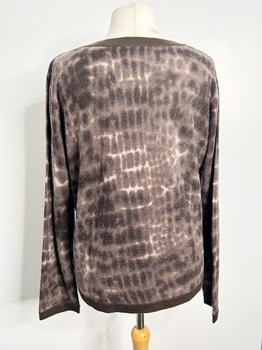 Maglione Cardigan Marina Rinaldi Lana Cashmere Misto Angora Taglia Large Marrone Mix - Foto 4 di 6