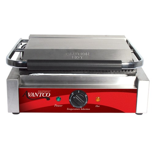 avantco p78 commercial panini sandwich grill with grooved plates