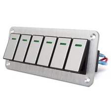Waterproof Toggle Switch Panel 6 Gang Aluminum Rocker Switch Panel 12V/24V On...