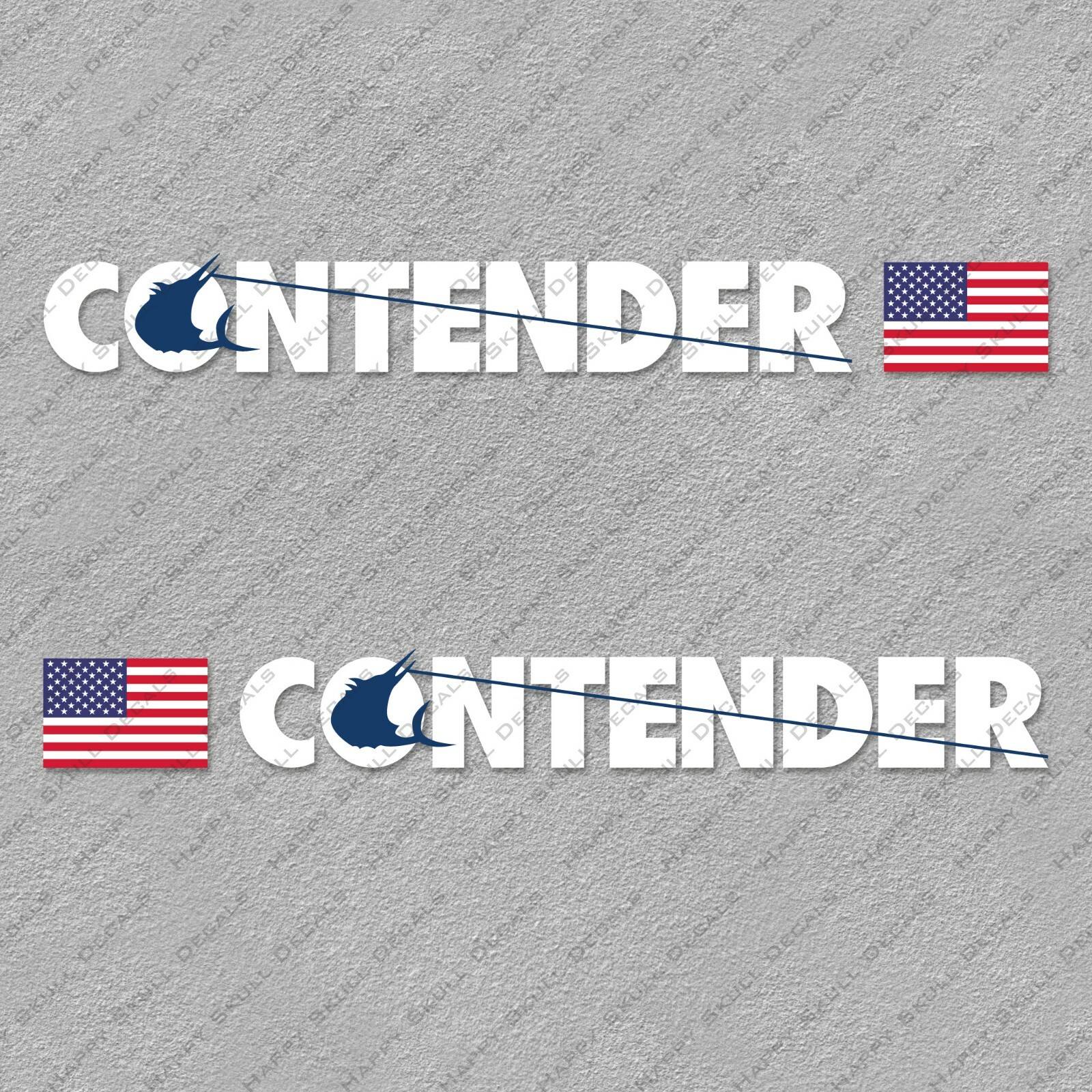 CONTENDER BOAT LOGO USA FLAG WHITE/BLUE DECALS STICKERS 2 x 32" LONG eBay