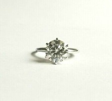 3Ct Near White Round Moissanite Solitaire Engagement Ring Solid 14K White Gold